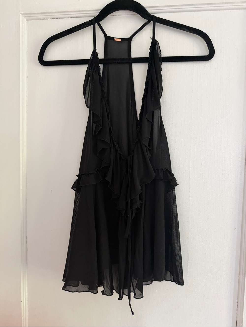 Free people Sheer Ruffle Halter Top in Black